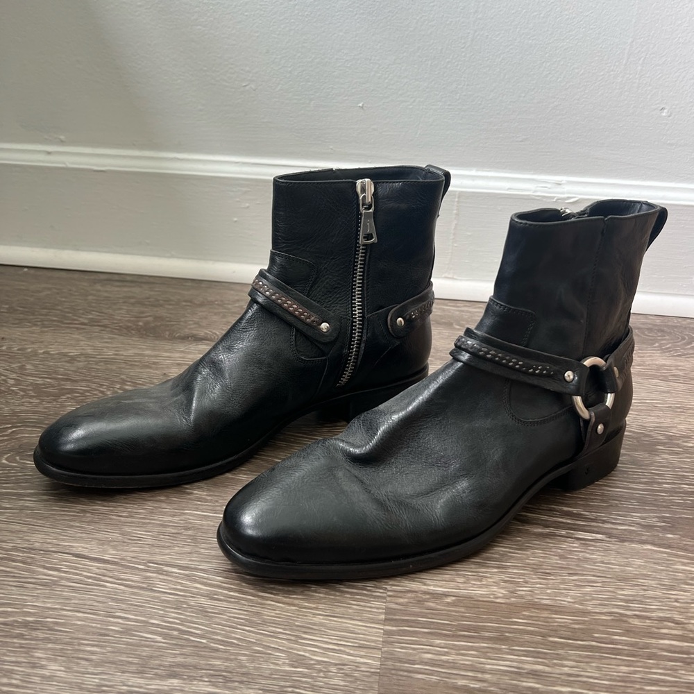 John Varvatos Black Leather Boots